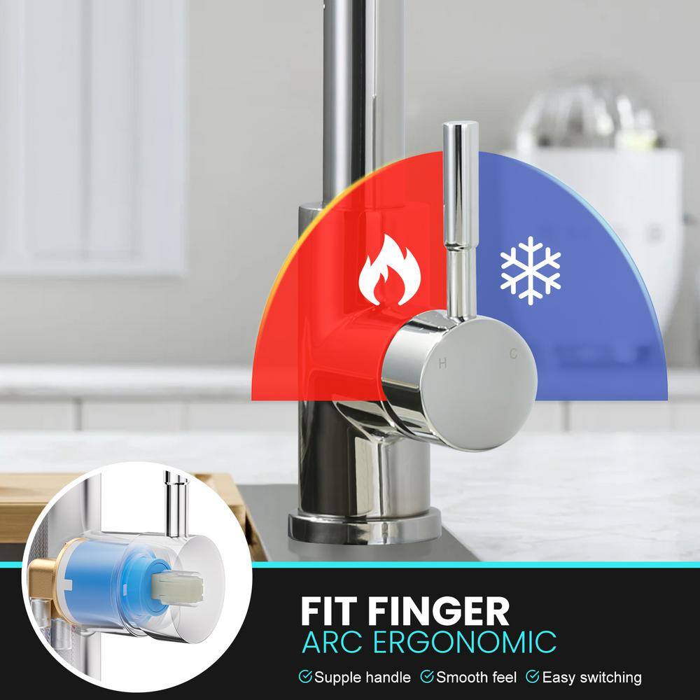 Polished Chrome Stainless Steel Pull-Down Kitchen Faucet with Air Gap Kit