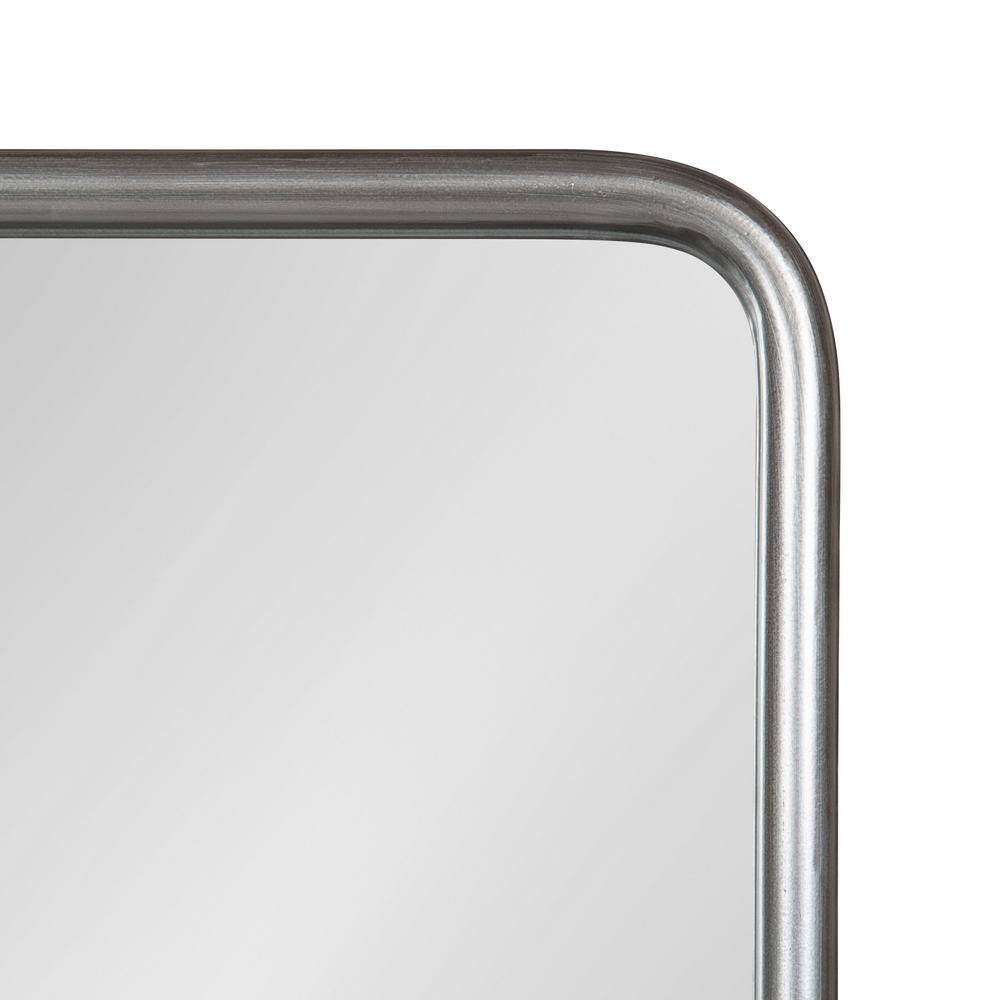 Silver Rectangular Metal Bathroom Mirror with Shelf