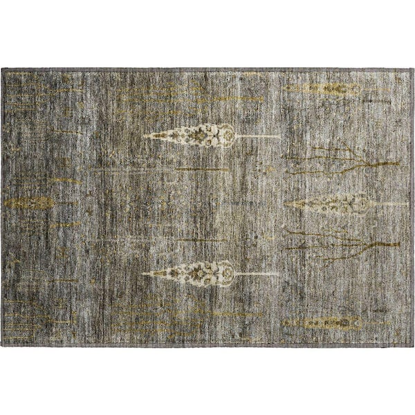 Mayfield Premium Machine Washable Abstract AMF1922 Pewter 2 ft. x 3 ft. Accent Rug