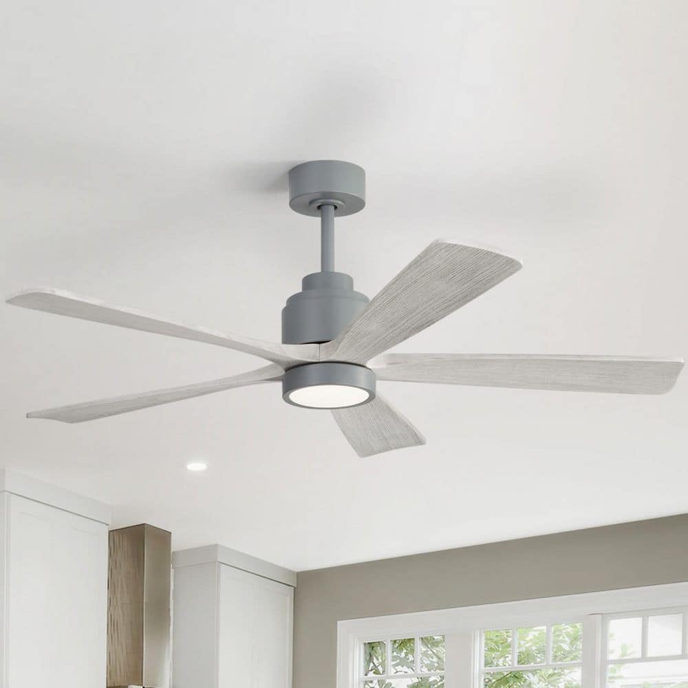 52 in. Indoor/Outdoor Dimmable LED Gray Downrod Mount Ceiling Fan with Light and Remote for Living Room or Bedroom price history on PriceWatchPro
