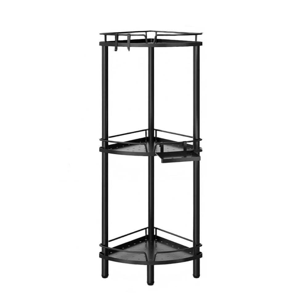 Corner Shower Caddy Stand in Black, 3 Tier Rustproof Metal Shower Organizer with Soap Holder, Floor Corner Shelf Rack price history on PriceWatchPro