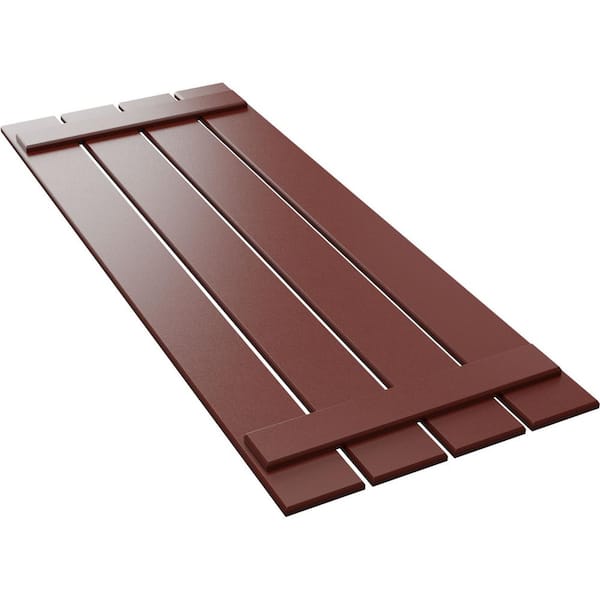 Ekena Millwork 23 in. x 76 in. True Fit PVC Four Board Spaced Board and Batten Shutters Pair in Pepper Red