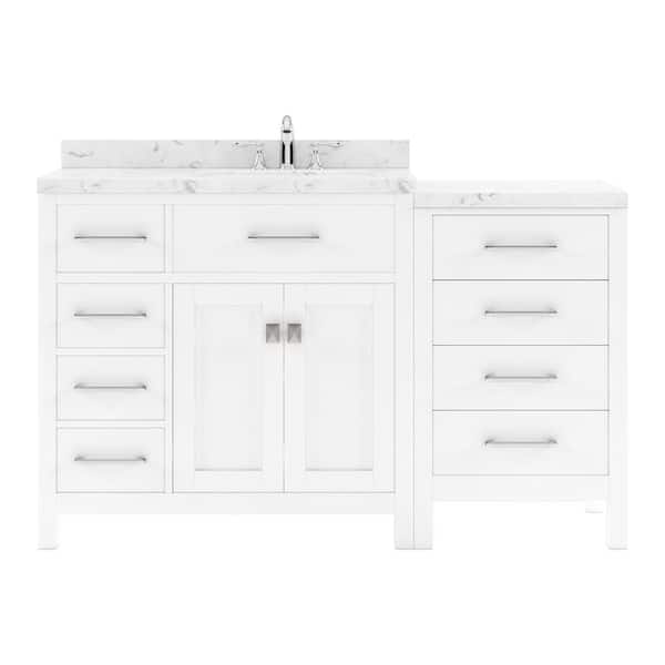 Virtu USA Caroline Parkway 57 in. W x 22 in. D x 35 in. H Single Sink Bath Vanity in White with Quartz Top