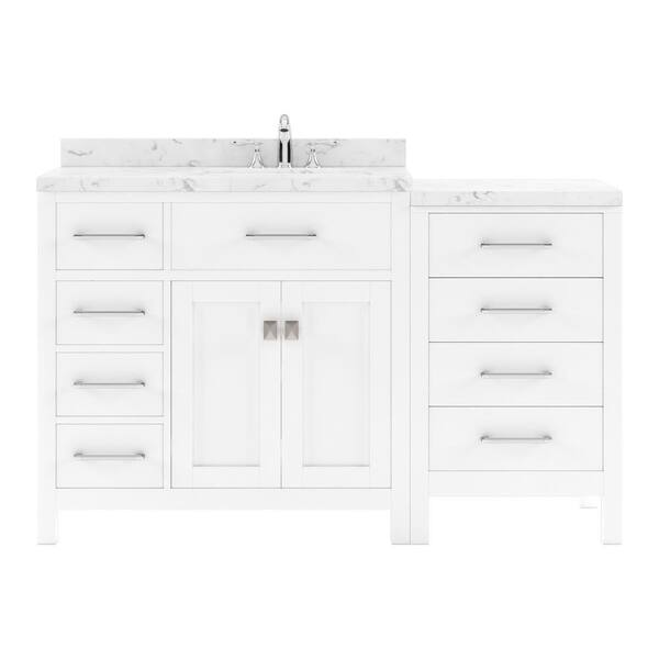 Virtu USA Caroline Parkway 57 in. W x 22 in. D x 35 in. H Single Sink Bath Vanity in White with Quartz Top