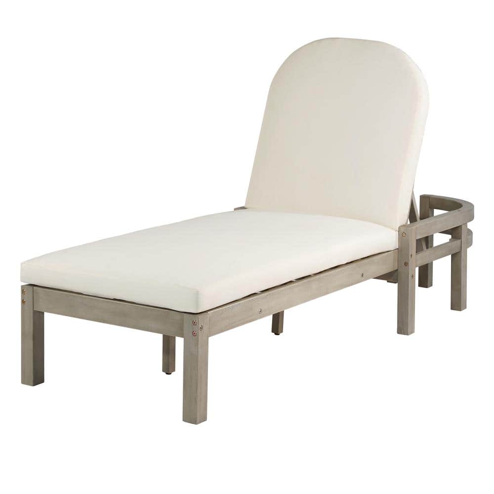 2-Piece Gray Wood Outdoor Chaise Lounge with Beige Cushions price history on PriceWatchPro