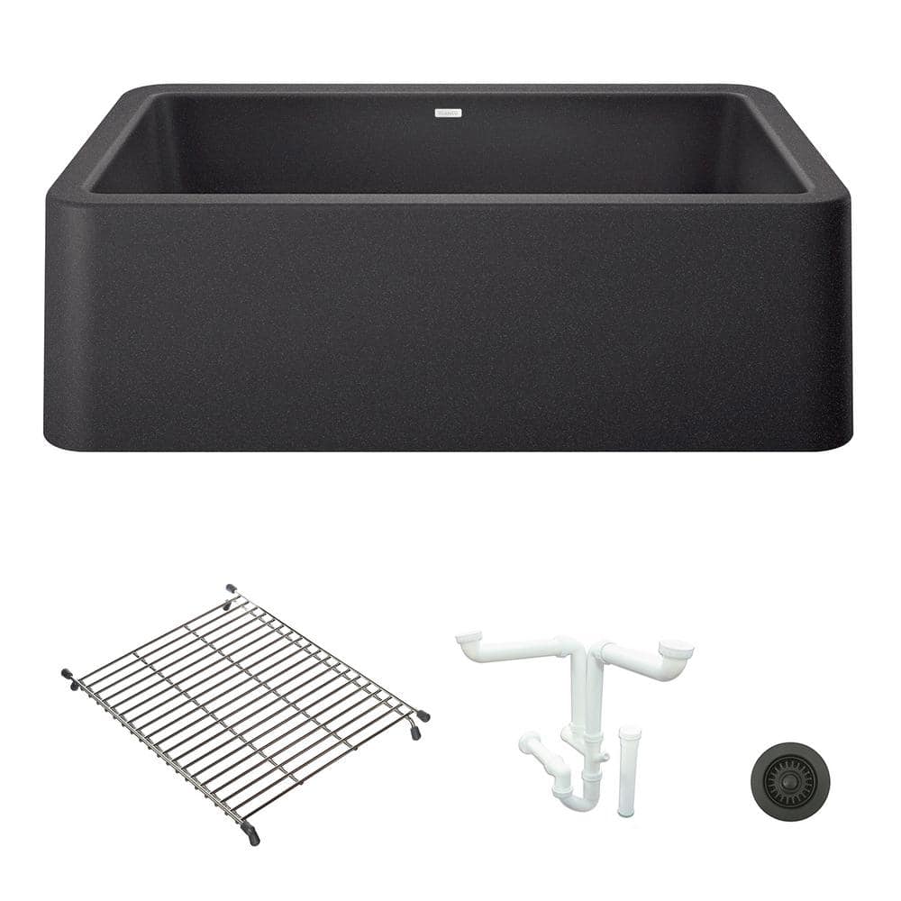 Ikon 33 in. Farmhouse/Apron-Front Single Bowl Anthracite Granite Composite 