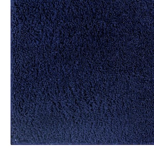 Micro Plush Collection Navy 20 in. x 60 in. 100% Micro Polyester Tufted Bath Mat Rug