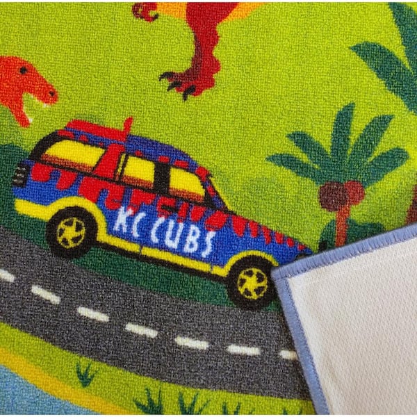 Kc Cubs Multi Color Kids Children Bedroom Dino Safari Road Map Educational Learning Game 8 Ft X 10 Ft Area Rug Kcp 8x10 The Home Depot