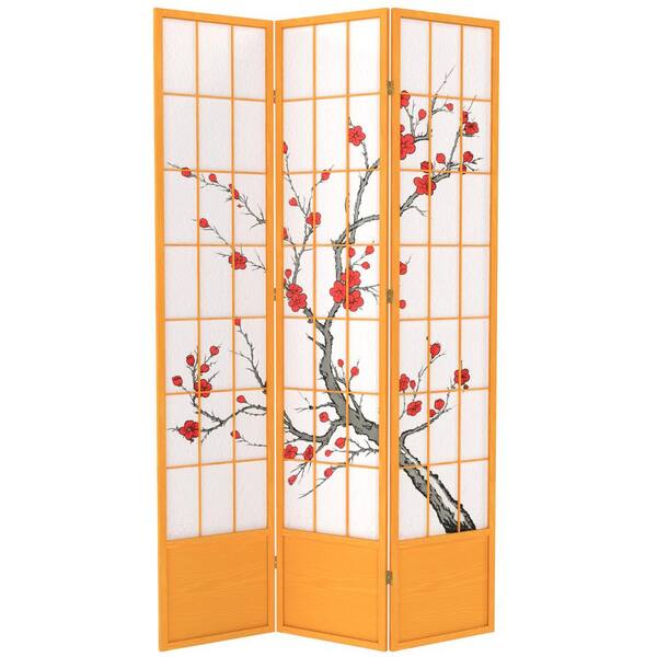 Oriental Furniture 7 ft. Honey 3-Panel Room Divider