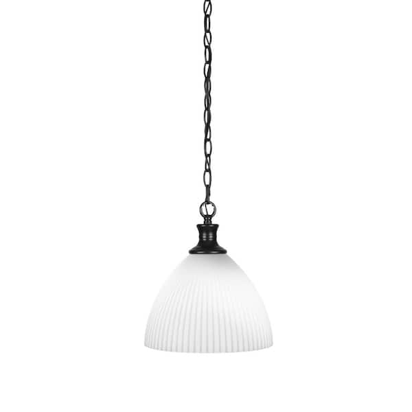 Unbranded Orleans 60-Watt 1-Light Matte Black Shaded Mini Pendant Light with Glass Shade