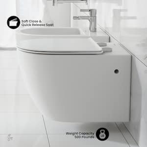 St. Tropez Wall Hung Toilet Bowl 0.8/1.28 GPF Dual Flush Elongated in White