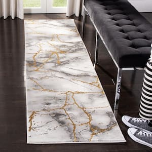 Craft Gray/Gold 2 ft. x 10 ft. Distressed Abstract Runner Rug