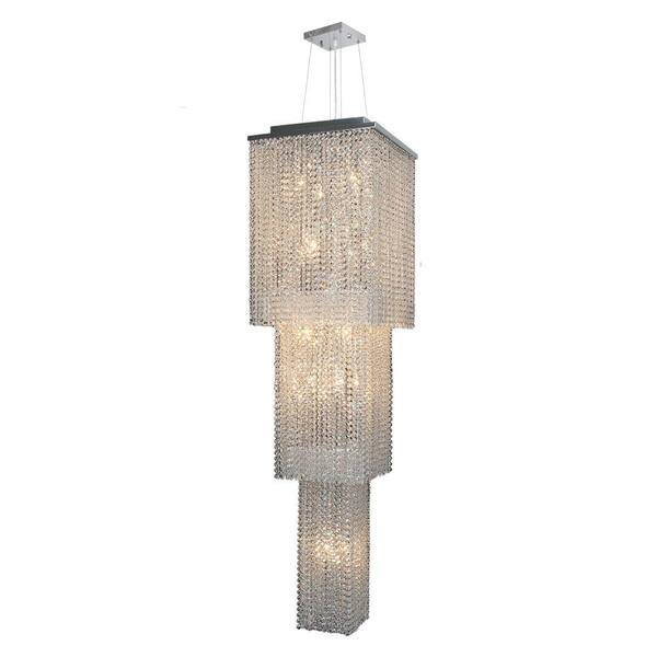Worldwide Lighting Prism Collection 20-Light Polished Chrome Chandelier with Crystal Shade