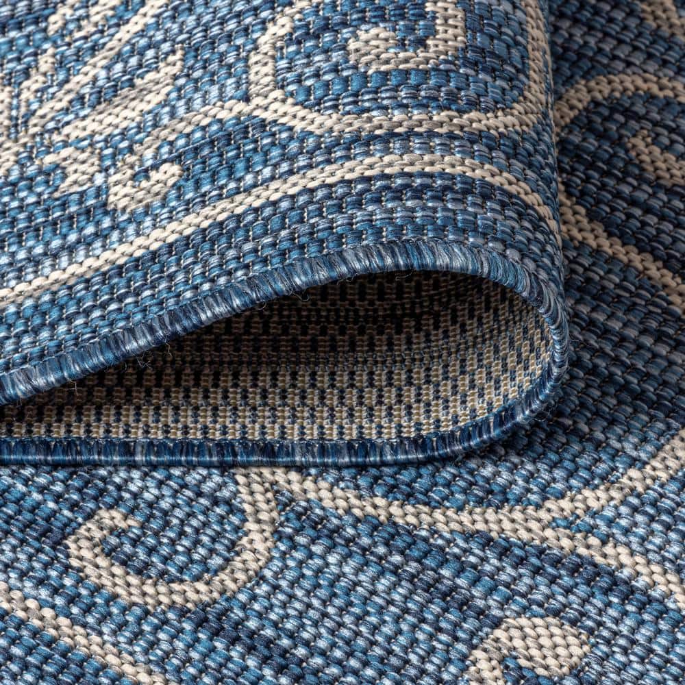 Charleston Filigree Navy/Gray Synthetic 8x10 Indoor/Outdoor Rug