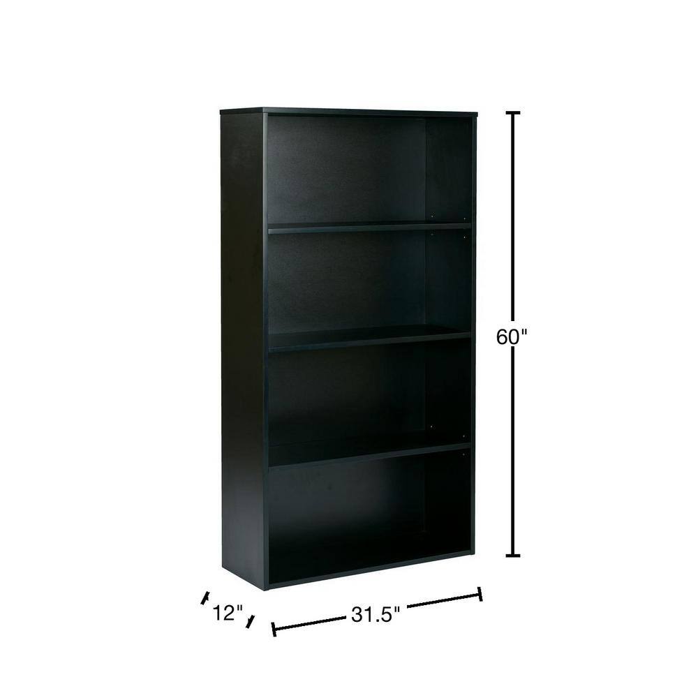 Adjustable Black Wood 60" Multipurpose Bookcase
