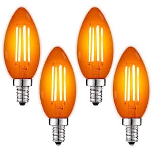 40-Watt Equivalent LED Orange Light Bulb, 4.5-Watt, Colored Glass Candelabra Bulb, UL Listed, E12 Base (4-Pack)