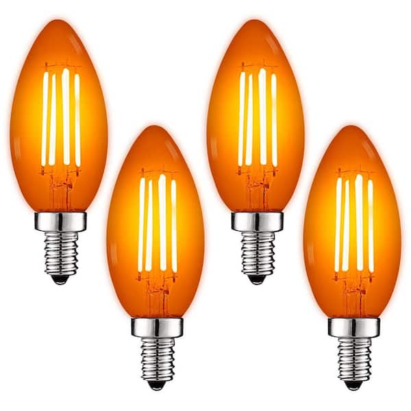 bestøver Overvåge porter LUXRITE 40-Watt Equivalent LED Orange Light Bulb, 4.5-Watt, Colored Glass  Candelabra Bulb, UL Listed, E12 Base (4-Pack) LR21746-4PK - The Home Depot