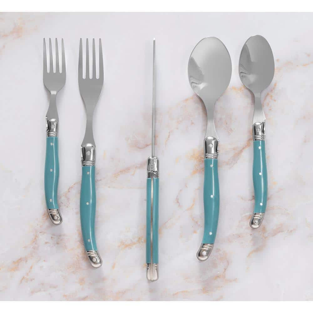 Aegean Teal Stainless Steel Flatware Set, Service for 4
