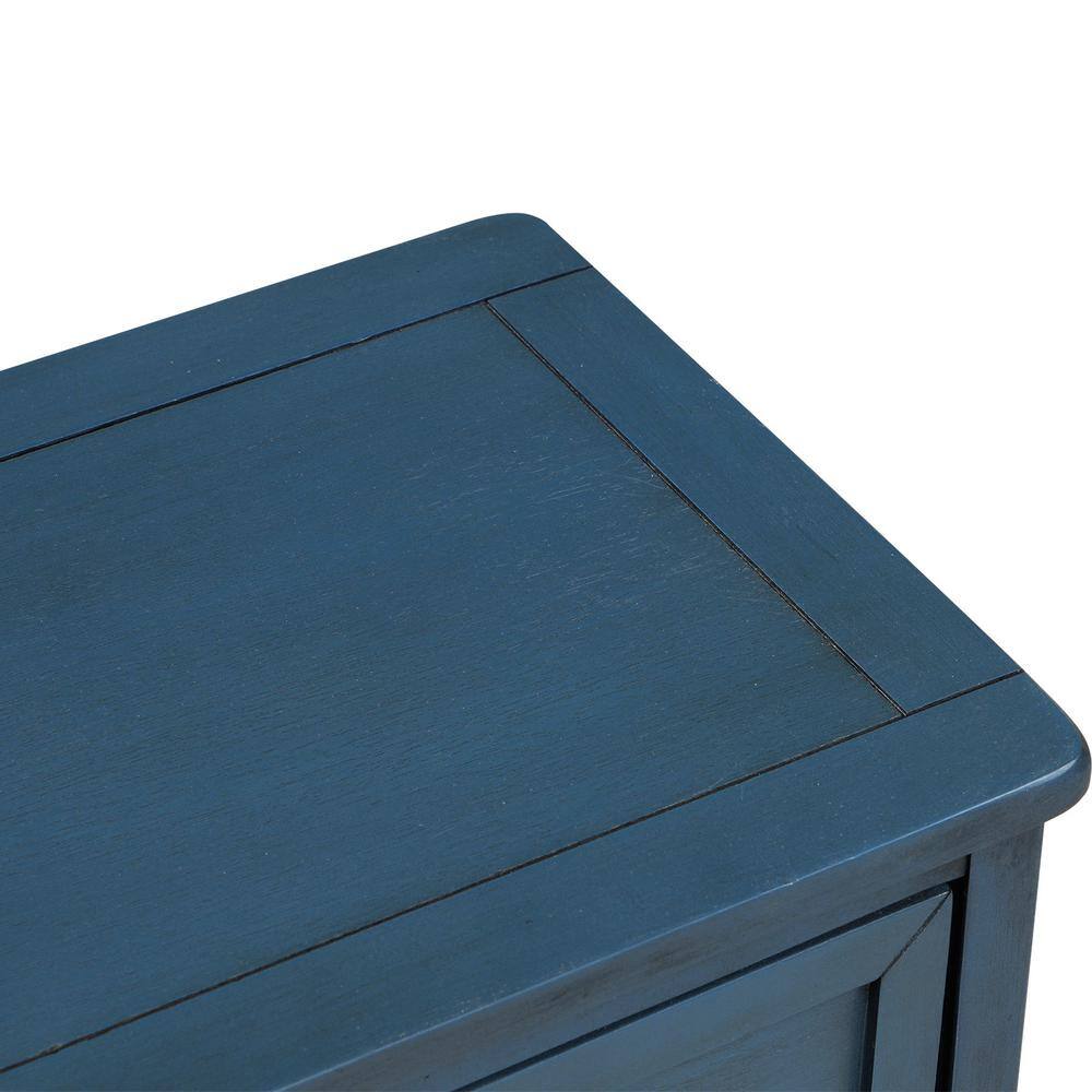 Antique Navy Pine Accent Cabinet with Rattan Baskets