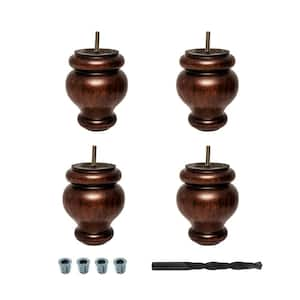 5 in. x 4 in. Stained Cherry Solid Hardwood Round Bun Foot (4-Pack)