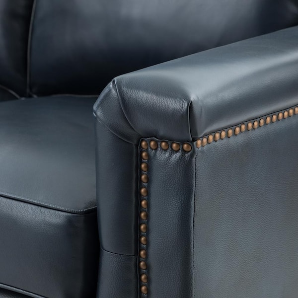 ARTFUL LIVING DESIGN Cristina 77.2 in. Wide Navy Leather Rectangle
