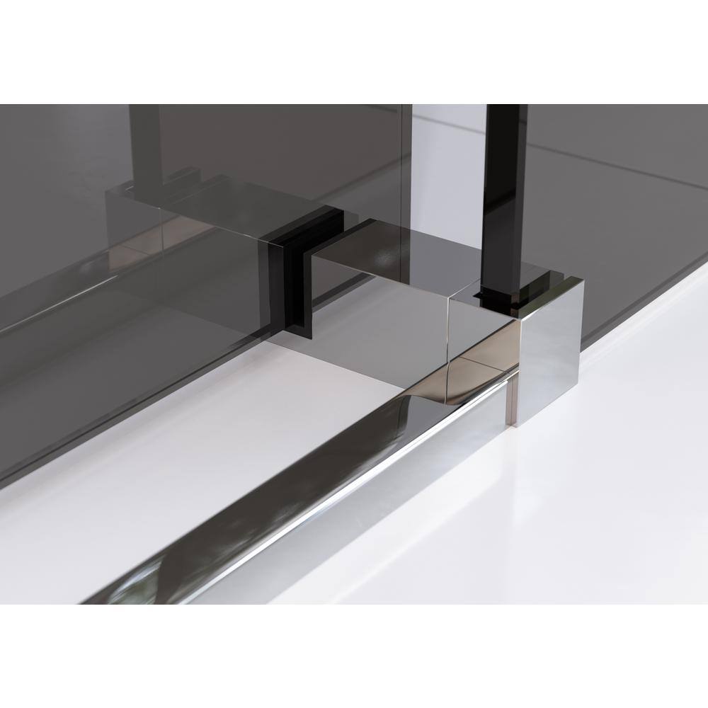 Equinox Frameless Gray Tinted Sliding Bathtub Door with Chrome Finish