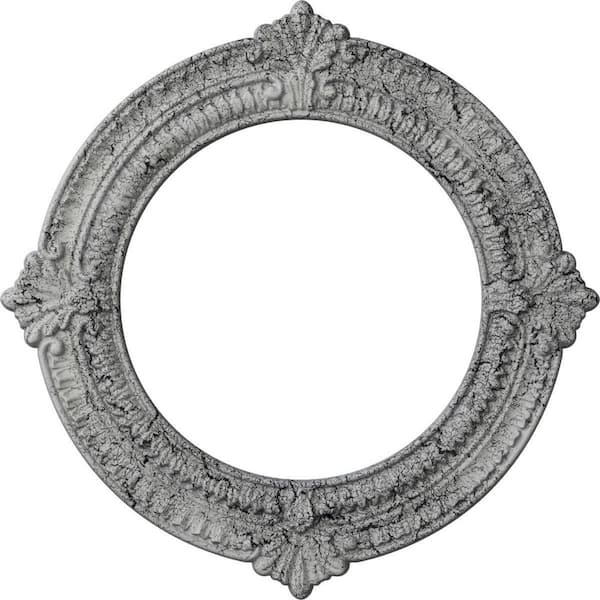 Ekena Millwork 5/8 in. x 13-1/8 in. x 13-1/8 in. Polyurethane Benson Ceiling Medallion, Ultra Pure White Crackle
