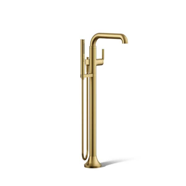 KOHLER Tone Single-Handle Claw Foot Tub Faucet with Handshower in Vibrant Brushed Moderne Brass