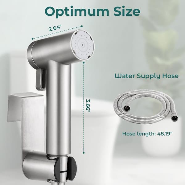 Stainless Steel Handheld Bidet Sprayer – Knob-Style Water Pressure Control, 1/2