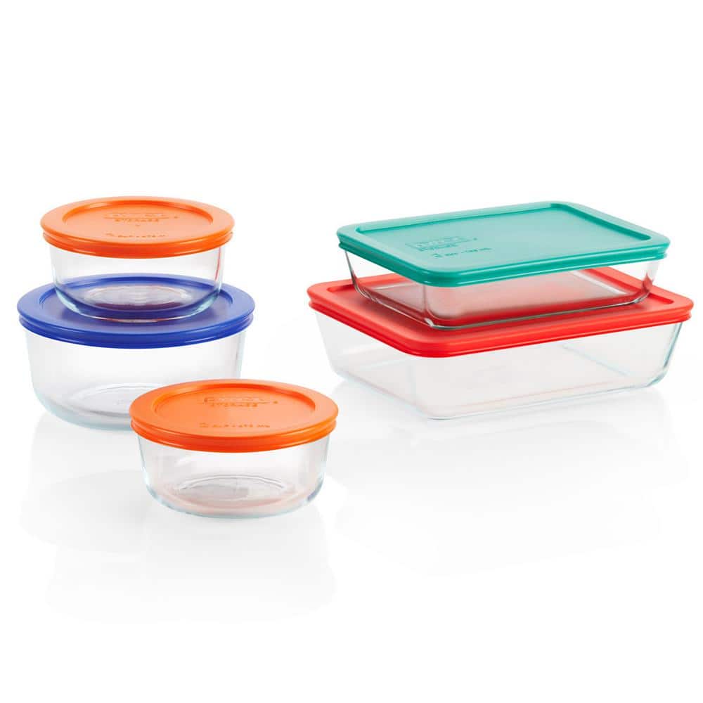 Pyrex Simply Store 12-Piece Glass Storage Set with Assorted Color Lids