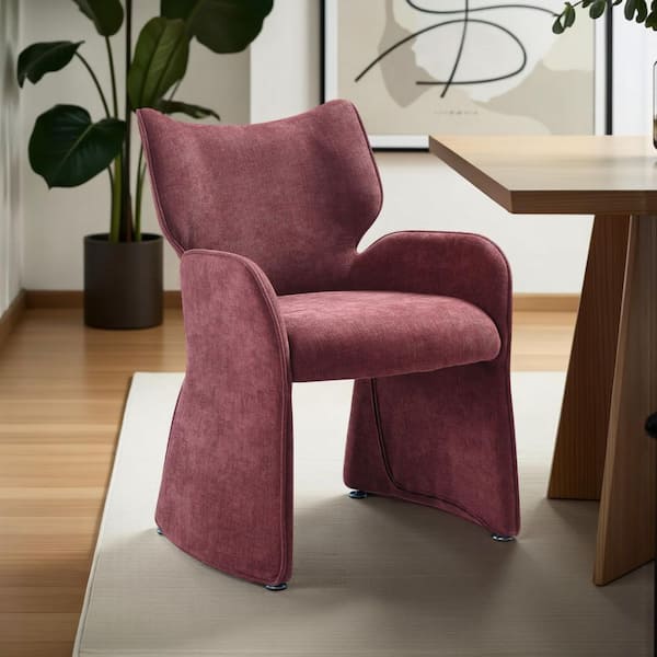 Alicia Modern Plum Polyester Fabric Curved Back Dining Chair