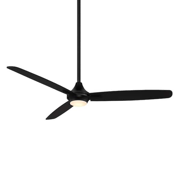 WAC Lighting 54 in. LED Matte Black Blitzen Indoor and Outdoor 3-Blade Smart Ceiling Fan with 3000K Light Kit and Remote Control
