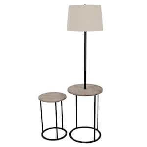 58 in. Stratton Black and Natural Lamp with Nesting Table