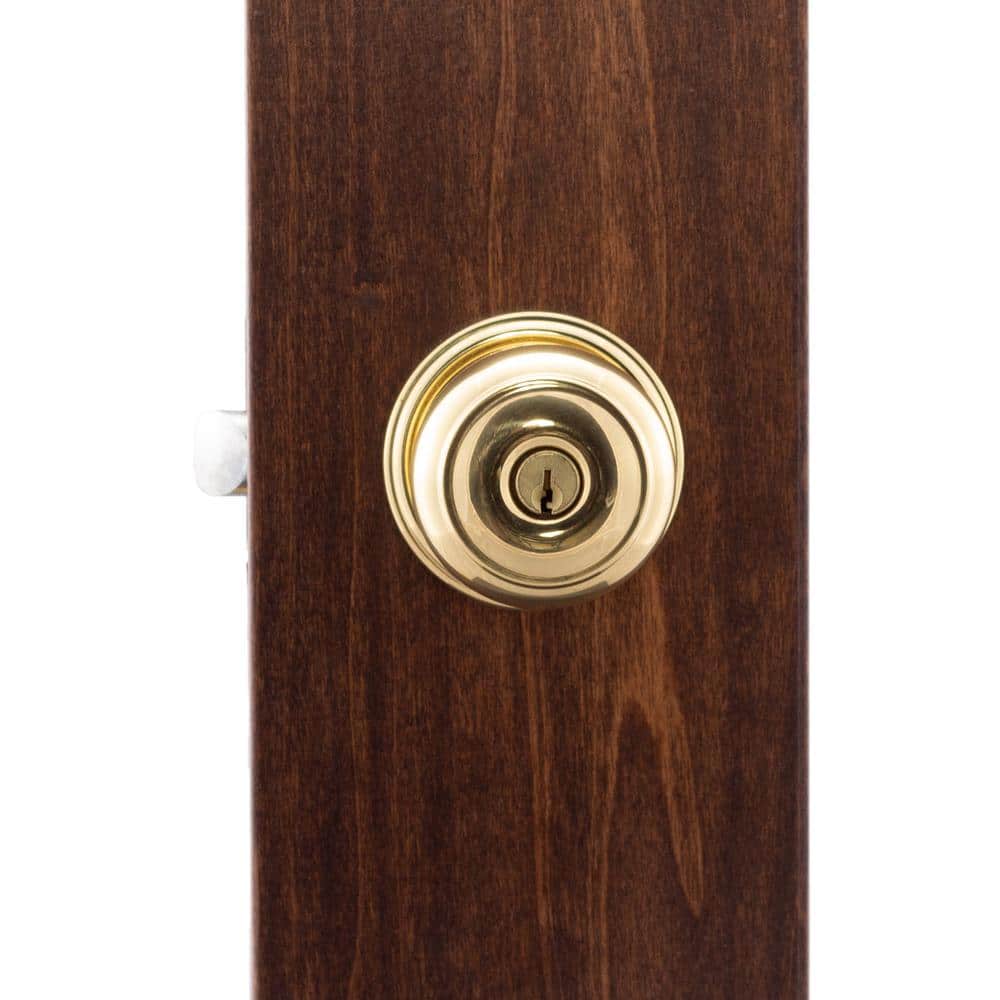 Polished Brass Colonial Keyed Entry Door Knob