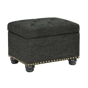 Designs4Comfort 5th Avenue Dark Charcoal Gray Linen Storage Ottoman