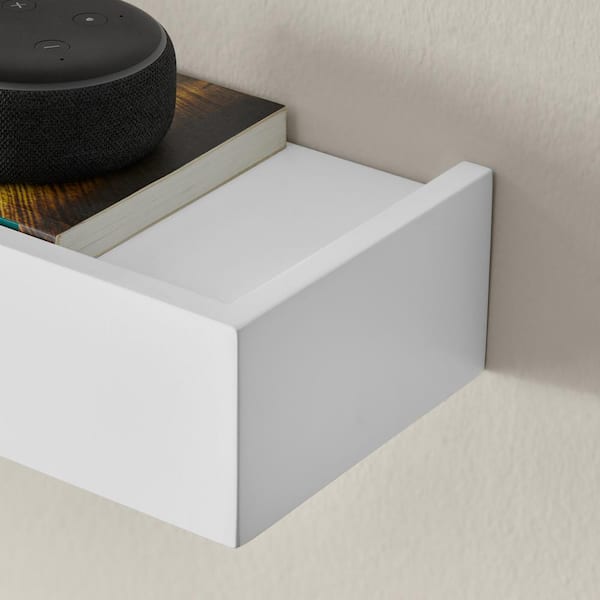 Modern White Wood Floating Wall Shelf (Set of 2) (24" W)