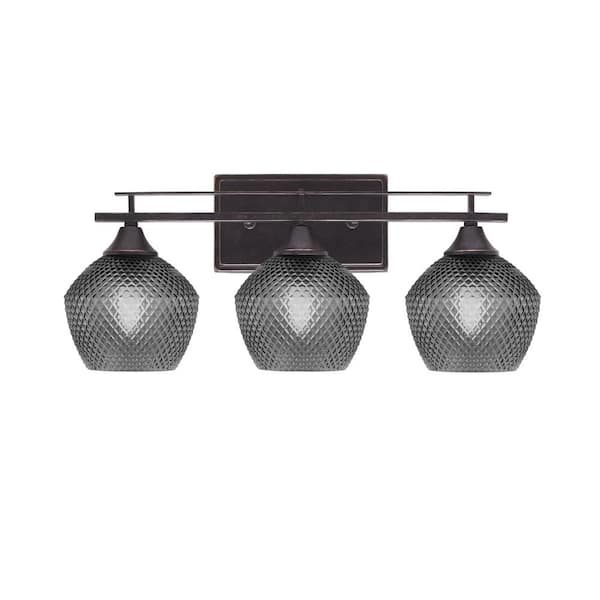 Unbranded Ontario 21 in. 3-Light Vanity Light Dark Granite Smoke Textured Glass Shade