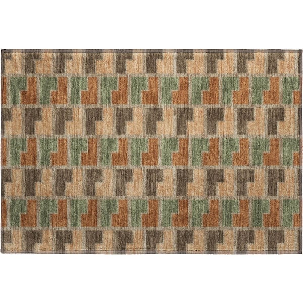 Mayfield Premium Machine Washable Abstract AMF2417 Paprika 2 ft. x 3 ft. Accent Rug