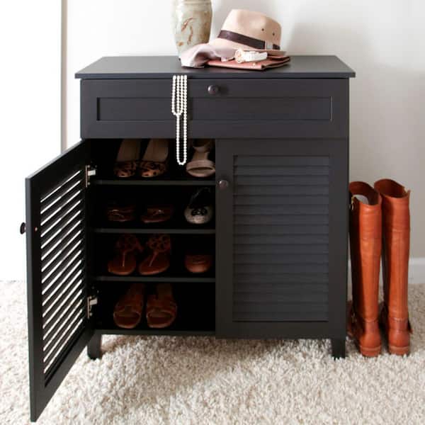 Brown Wood Shoe Storage Cabinet, Baxton Shoe Cabinet Home Depot