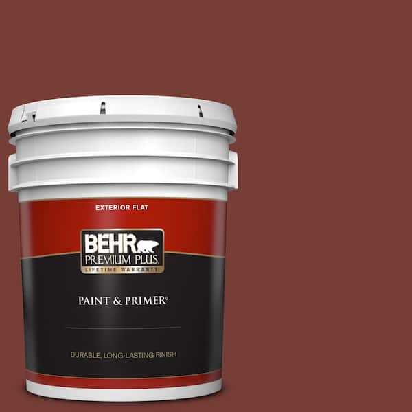 BEHR PREMIUM PLUS 5 gal. #BXC-76 Florence Red Flat Exterior Paint & Primer
