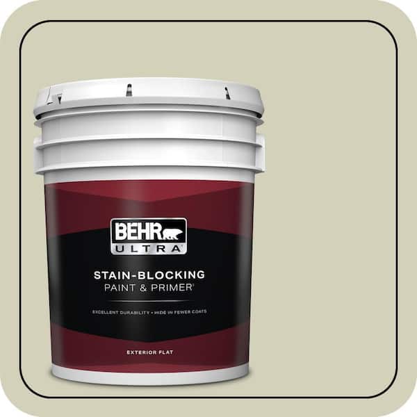 BEHR ULTRA 5 gal. #ECC-38-1 Pale Sagebrush Flat Exterior Paint & Primer