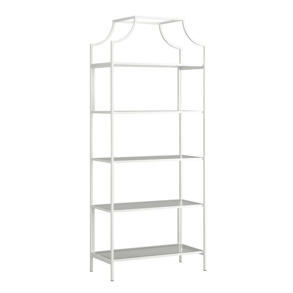 SAUDER Anda Norr 70.866 in.H White Metal 5Shelf Bookcase with Glass