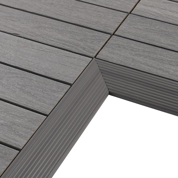 NewTechWood 1/6 ft. x 1 ft. Quick Deck Composite Deck Tile Inside Corner Fascia in Westminster Gray (2-Pieces/Box)