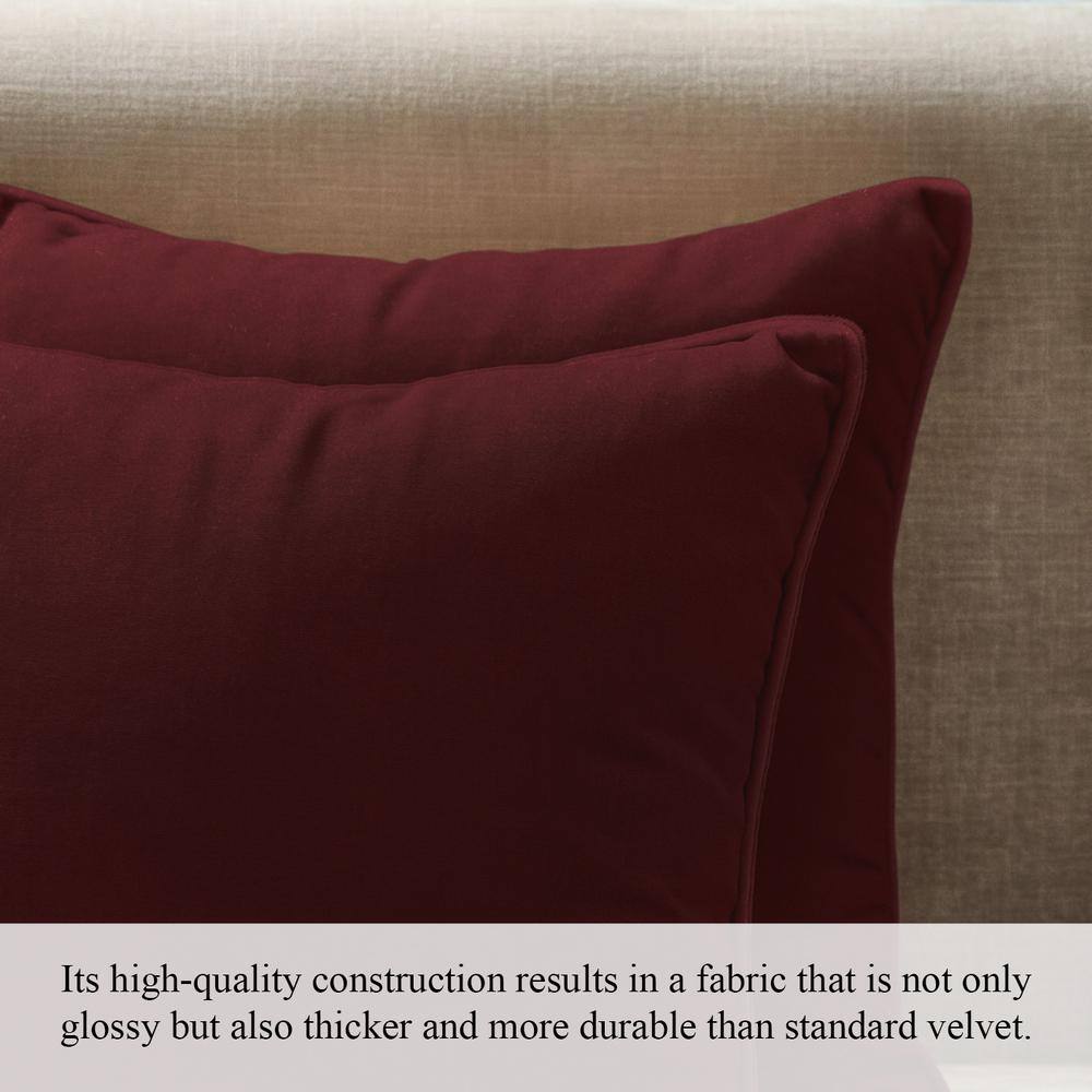 Wine Red 20" x 20" Velvet Throw Pillow Covers Set