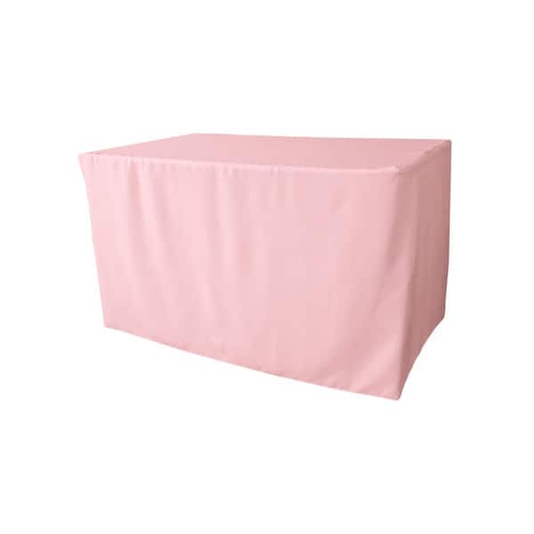48 in. L x 24 in. W x 30 in. H Light Pink Polyester Poplin Fitted Tablecloth