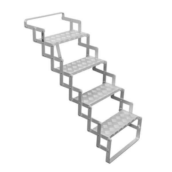 Quick Products 18 in. Wide Aluminum Scissor Stairs with Easy Mount Bracket for Mobile Home, RV, Camper, Shop, and Trailers-4-Step