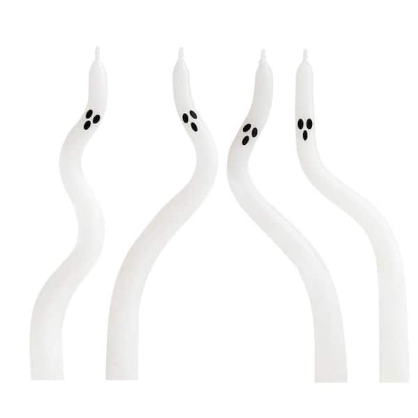 Halloween Ghost Taper Candles White Unscented Paraffin Wax Single Wick Candle 4 Pack