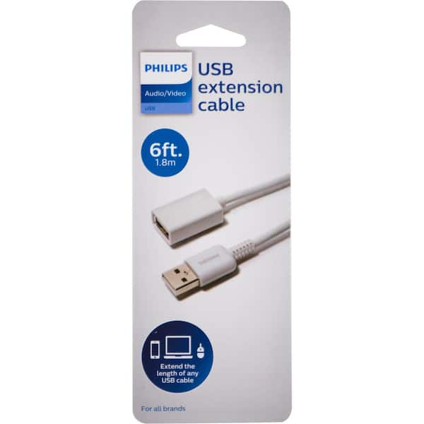 Philips 6 ft. USB  Charging Extension Cable in white SWU2801N/27 - The  Home Depot