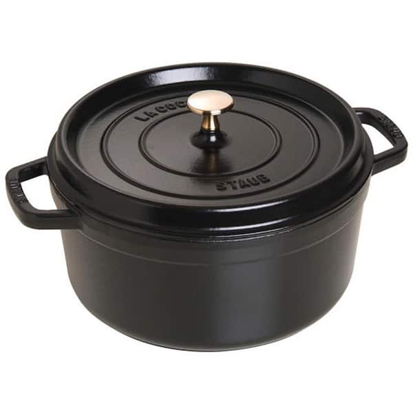 Cast Iron Round Cocotte, Dutch Oven, 5.5-qt Round, Enameled Cast Iron serves 5-6, Made in France, Matte Black