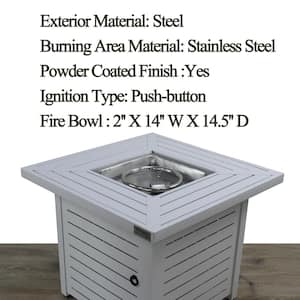 30 in. 40000 BTU Steel Outdoor Propane Natural Gas Fire Pit Table for Deck Patio, Antique Grey White